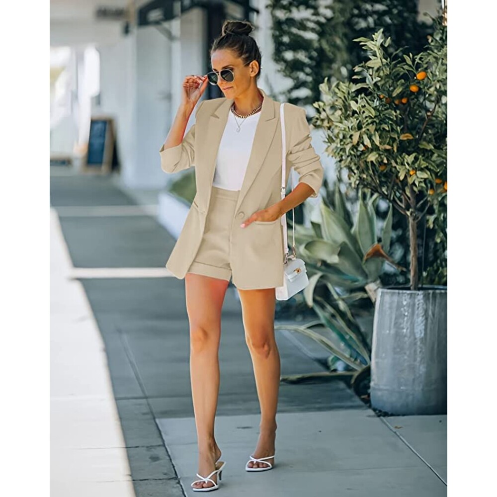 Terra Cotta 2 Piece Open Front Long Sleeve Jacket and Short Set Sz L